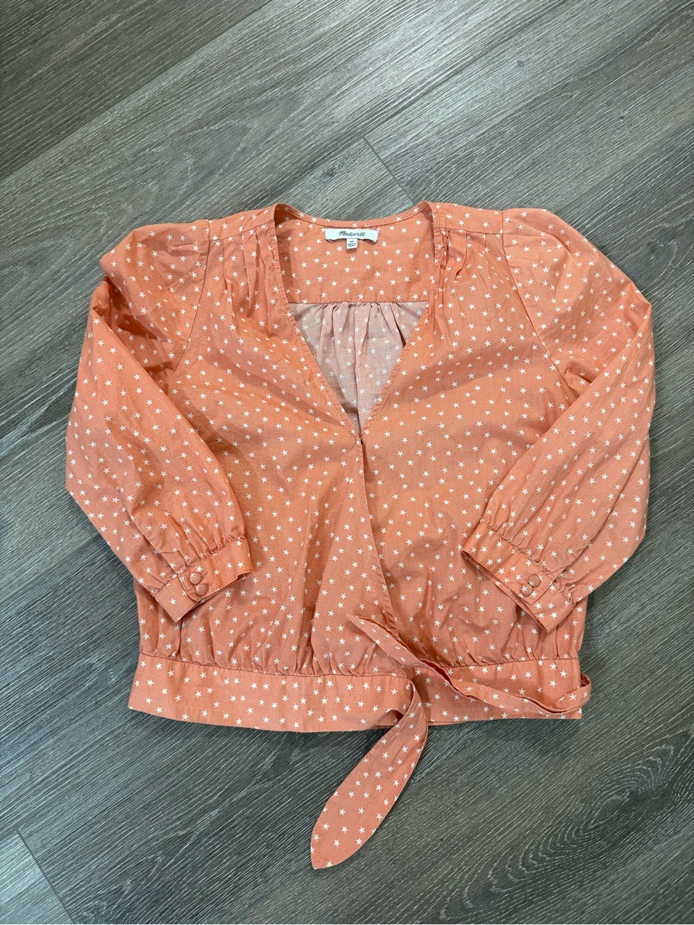 Madewell Terracotta Star Tie-Front Blouse